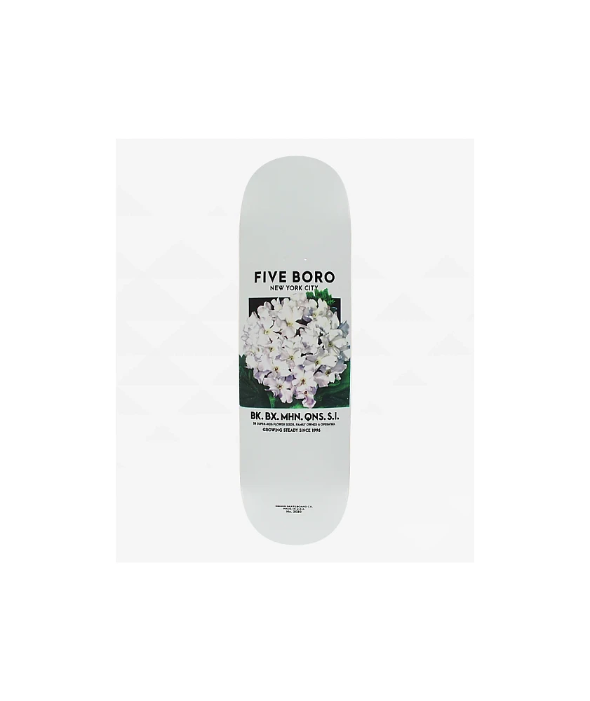 5Boro White Flower 8.5" Skateboard Deck