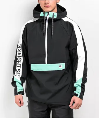 686 Black & Green 10K Waterproof Anorak Snowboard Jacket