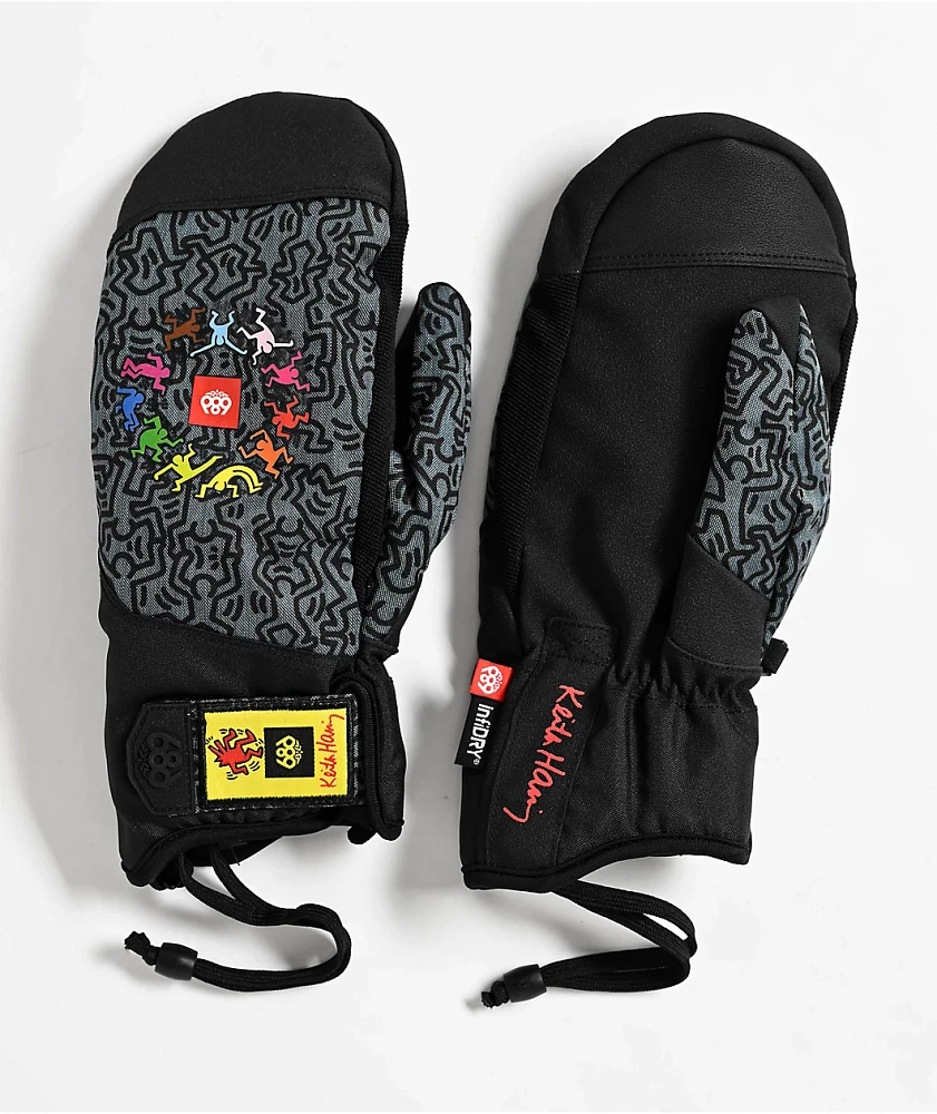 686 x Keith Haring Primer Black 10K Snowboard Mittens