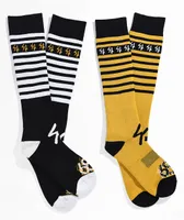 686 x Sketchy Tank Black, White, & Gold 2 Pack Snowboard Socks