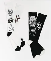 686 x Sketchy Tank Black, White & Gold 2 Pack Snowboard Socks