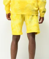 999 Club by Juice WRLD Barbed Daisy Yellow Tie Dye Sweat Shorts