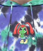 A-Lab Atarah Alien Purple, Green & Black Bleach Dye Hoodie