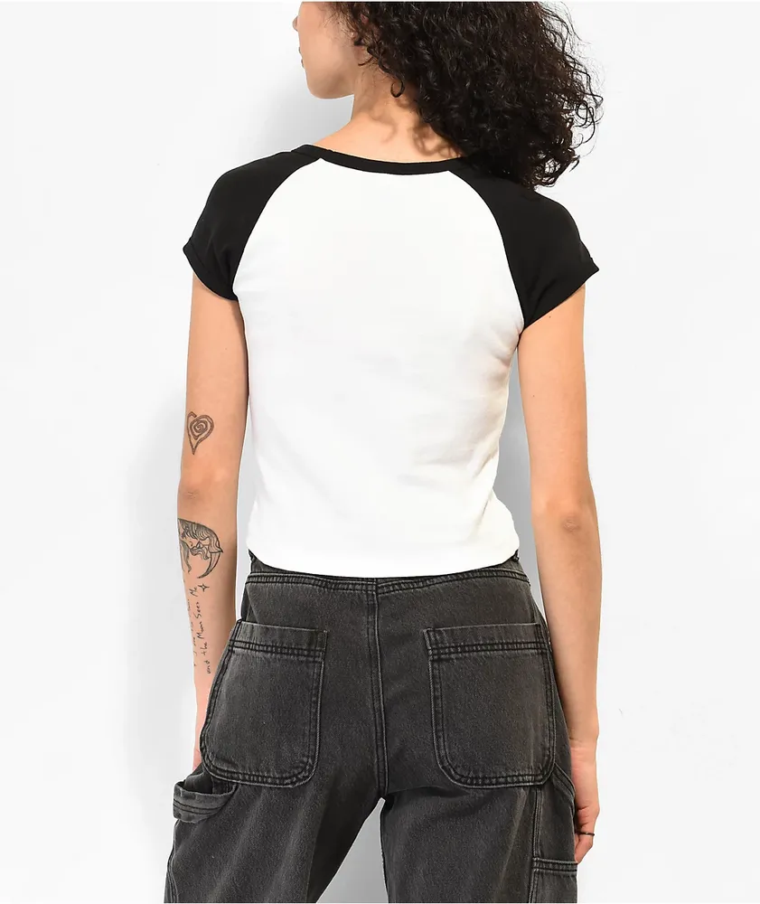 A-Lab Black & White Raglan Crop T-Shirt