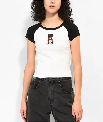 A-Lab Black & White Raglan Crop T-Shirt