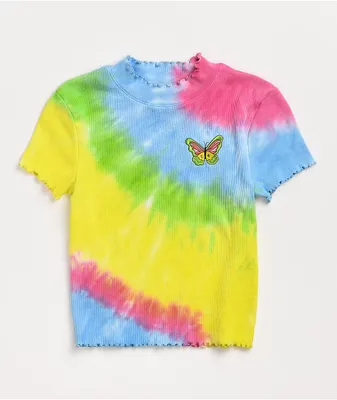 A-Lab Curly Butterfly Rainbow Tie Dye T-Shirt