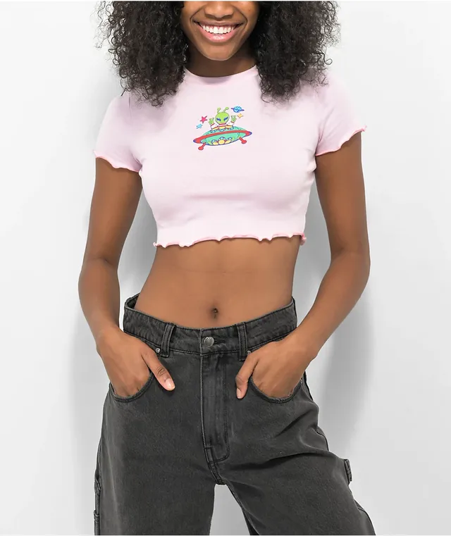 A.LAB Katrina Butterfly Cutout Pink Crop Top