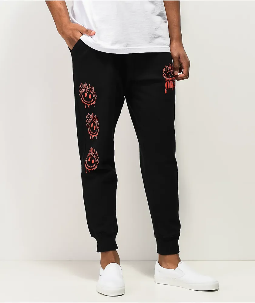 RSQ Premium Wash Black Jogger Sweatpants