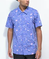 A-Lab Face Off Purple Short Sleeve Button Up Shirt