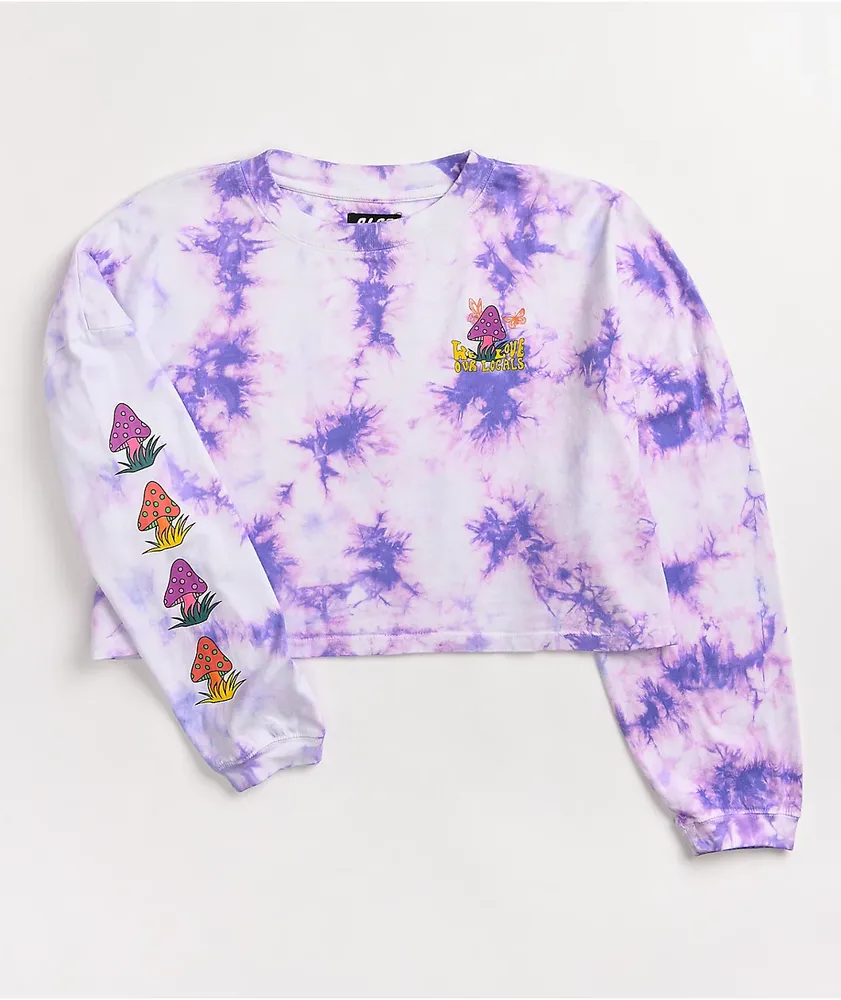 A-Lab Gayle Shroom Purple Tie Dye Crop Long Sleeve T-Shirt