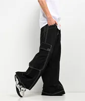 A-Lab Giga Rave Black Cargo Nylon Pants