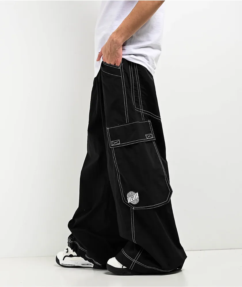 A-Lab Giga Rave Black Cargo Nylon Pants