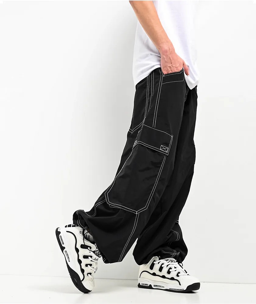 A-Lab Giga Rave Black Cargo Nylon Pants