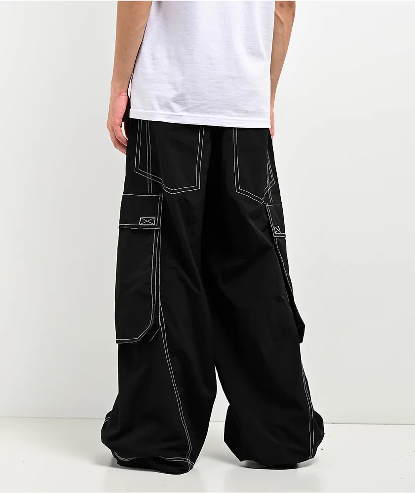 A-Lab Giga Rave Black Cargo Nylon Pants