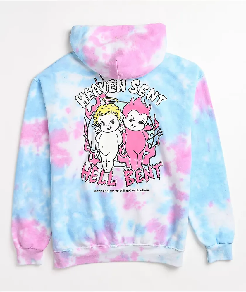 A-Lab Heaven & Hell Pink & Blue Tie Dye Hoodie