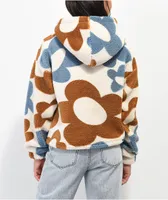 A-Lab Kendallie Blue & Brown Crop Sherpa Hoodie