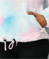 A-Lab Kendallie Cotton Candy Tie Dye Crop Sherpa Hoodie