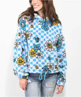 A-Lab Kendallie Flower Checkered Pink & Blue Hoodie