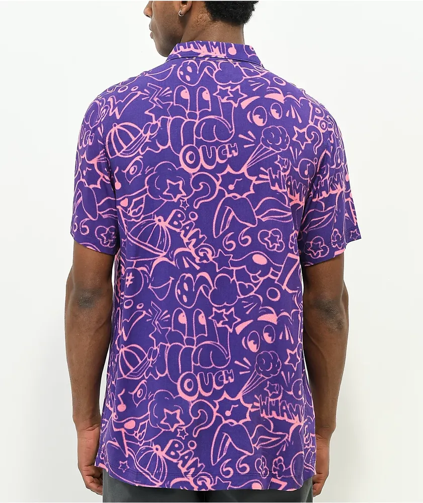 A-Lab Knock Out Navy & Pink Short Sleeve Button Up Shirt