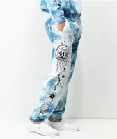 A-Lab Never Grow Up Blue & White Tie Dye Sweatpants