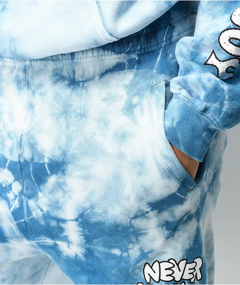 A-Lab Never Grow Up Blue & White Tie Dye Sweatpants