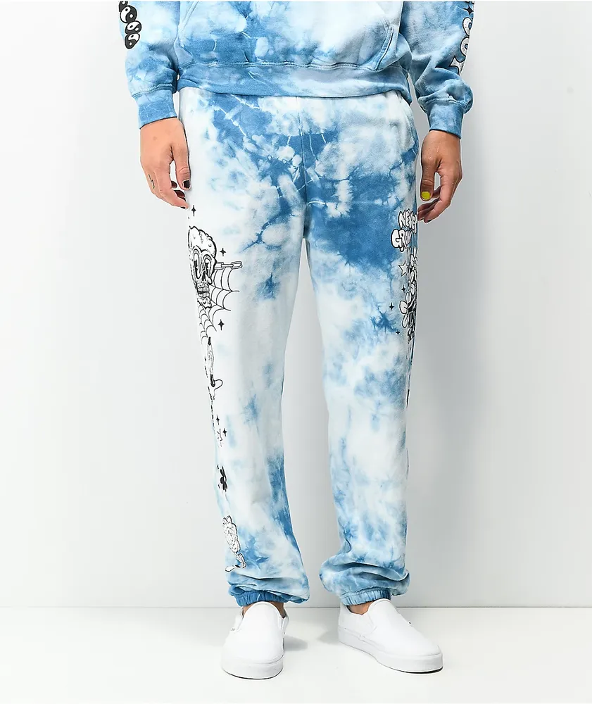 A-Lab Never Grow Up Blue & White Tie Dye Sweatpants