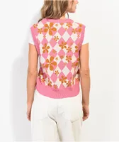 A-Lab Noire Pink Crop Sweater Vest