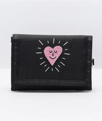 A-Lab Norma Heart Black Trifold Wallet