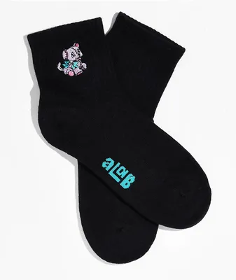 A-Lab Plush Pup Black Ankle Socks