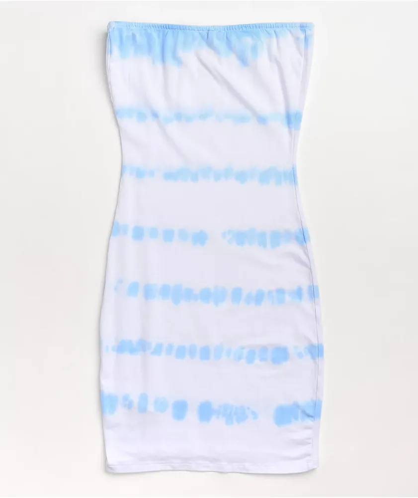 A-Lab Queenie Daisy Blue Tie Dye Tube Dress 