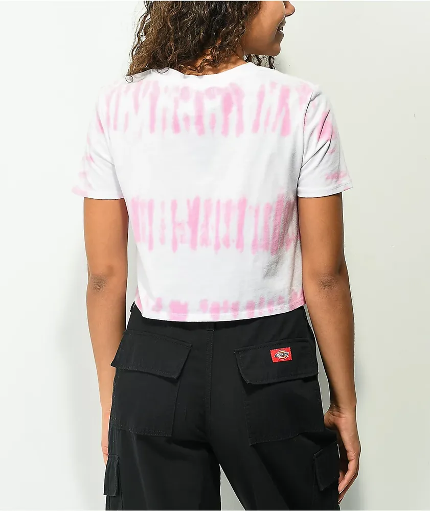 A-Lab Quinne Growing Pains Pink Tie-Dye Crop T-Shirt