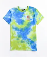 A-Lab Rainen Cartoon Rose Blue & Green Tie Dye T-Shirt