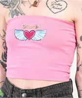 A-Lab Rayne Angel Heart Pink Tube Top