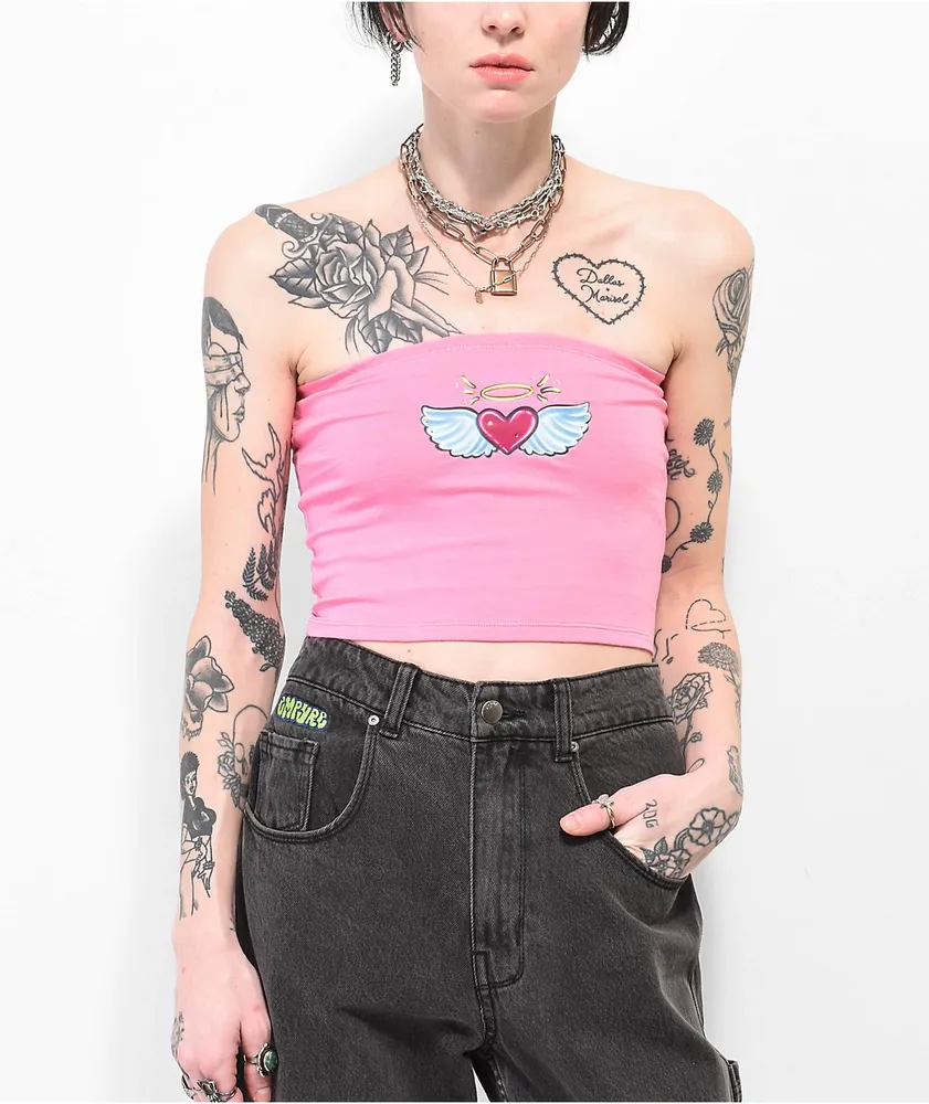 A-Lab Rayne Angel Heart Pink Tube Top