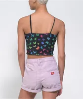 A-Lab Roxanne Butterfly Black Mesh Crop Tank Top