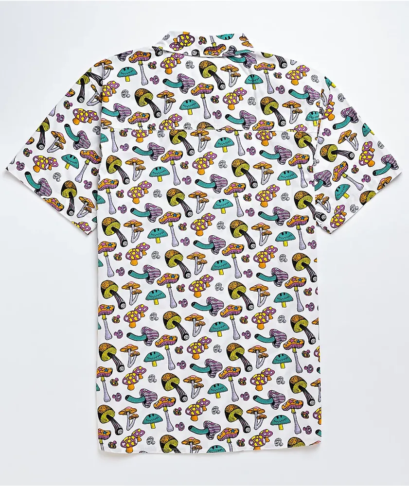 A-Lab Shroomie White Short Sleeve Button Up Shirt