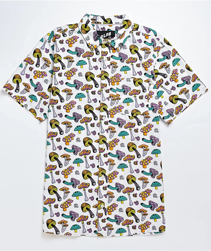 A-Lab Shroomie White Short Sleeve Button Up Shirt