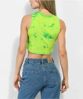 A-Lab Sullivan Alien Green Tie Dye Crop Tank Top