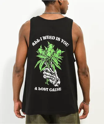 A Lost Cause All I Weed Black Tank Top