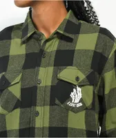 A Lost Cause Back On Olive Green Flannel Shirt