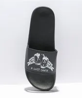 A Lost Cause Cheers Black Slide Sandals