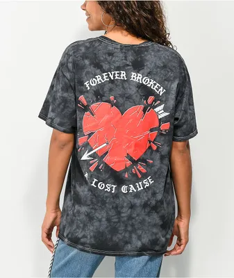 A Lost Cause Forever Broken Black Tie Dye T-Shirt