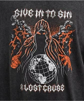 A Lost Cause Give In To Sin Black Wash T-Shirt