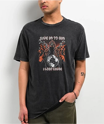 A Lost Cause Give In To Sin Black Wash T-Shirt
