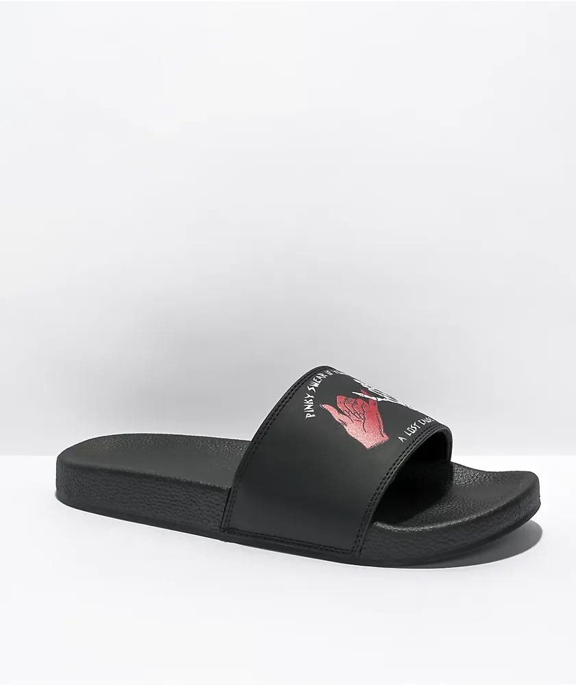 A Lost Cause Pinky Swear Black Slide Sandals