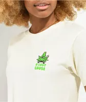 A Lost Cause Stay High Cream Boyfriend Fit T-Shirt