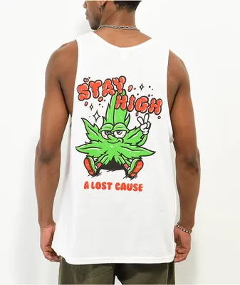 A Lost Cause Stay High White Tank Top