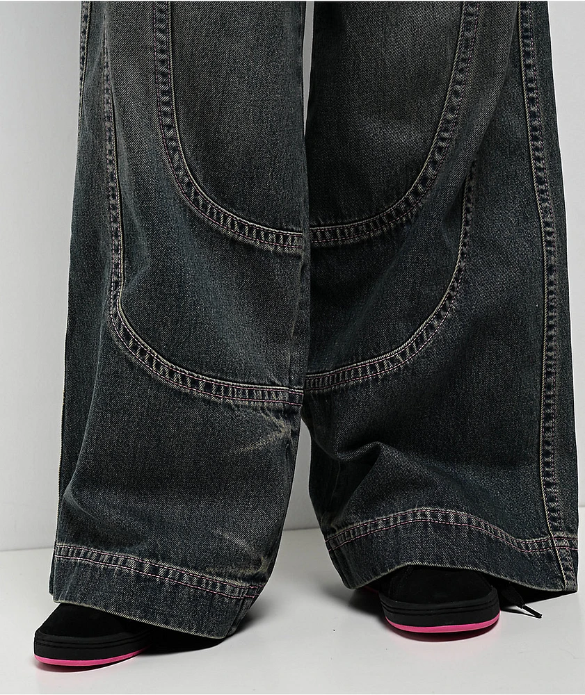 A.LAB Analog Curved Blue Wash Rave Jeans