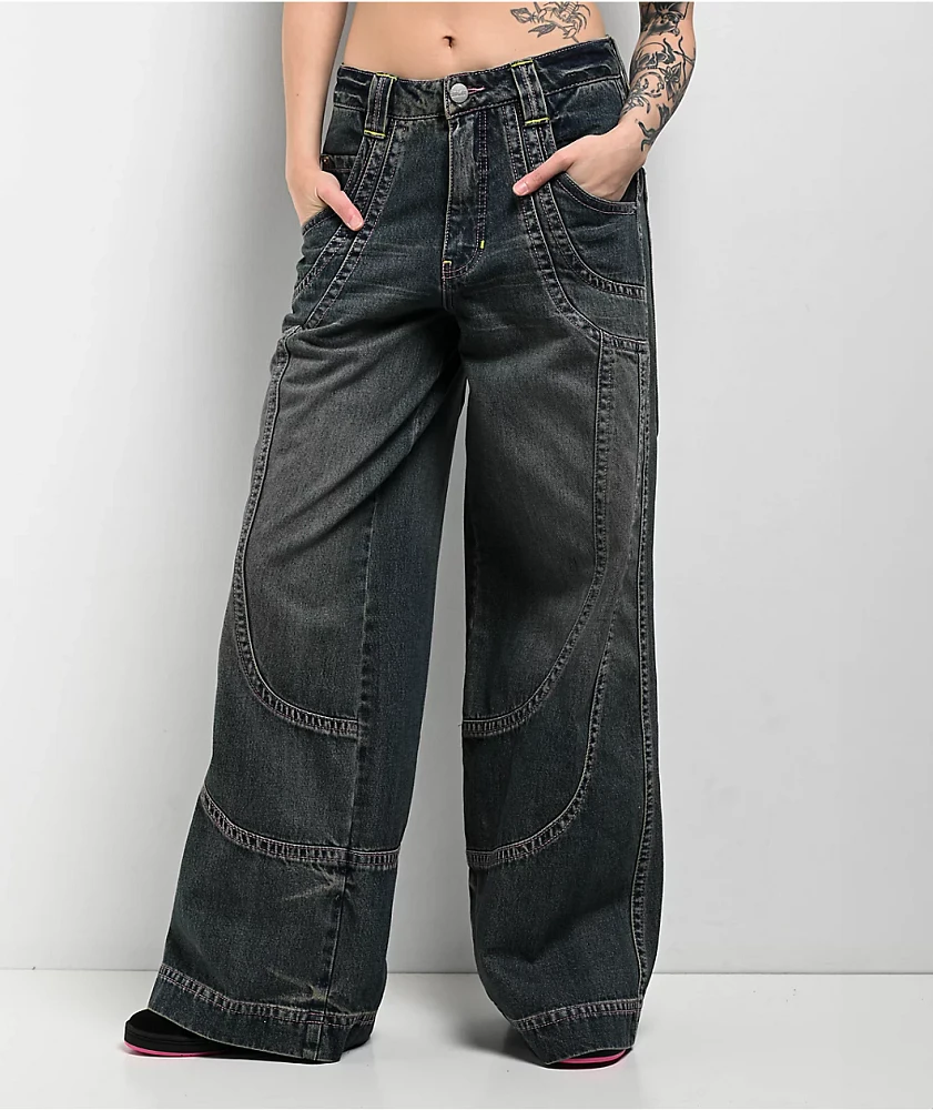 A.LAB Analog Curved Blue Wash Rave Jeans