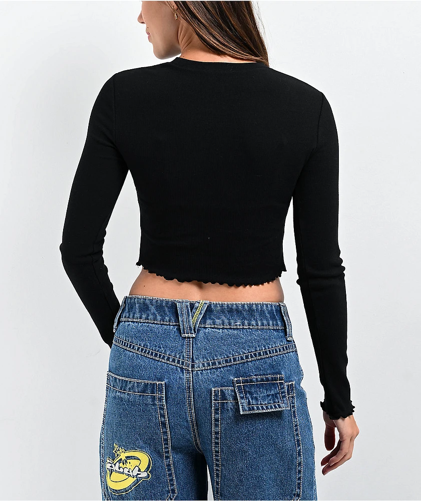 A.LAB Audrina Caviar Cutout Long Sleeve Crop T-Shirt